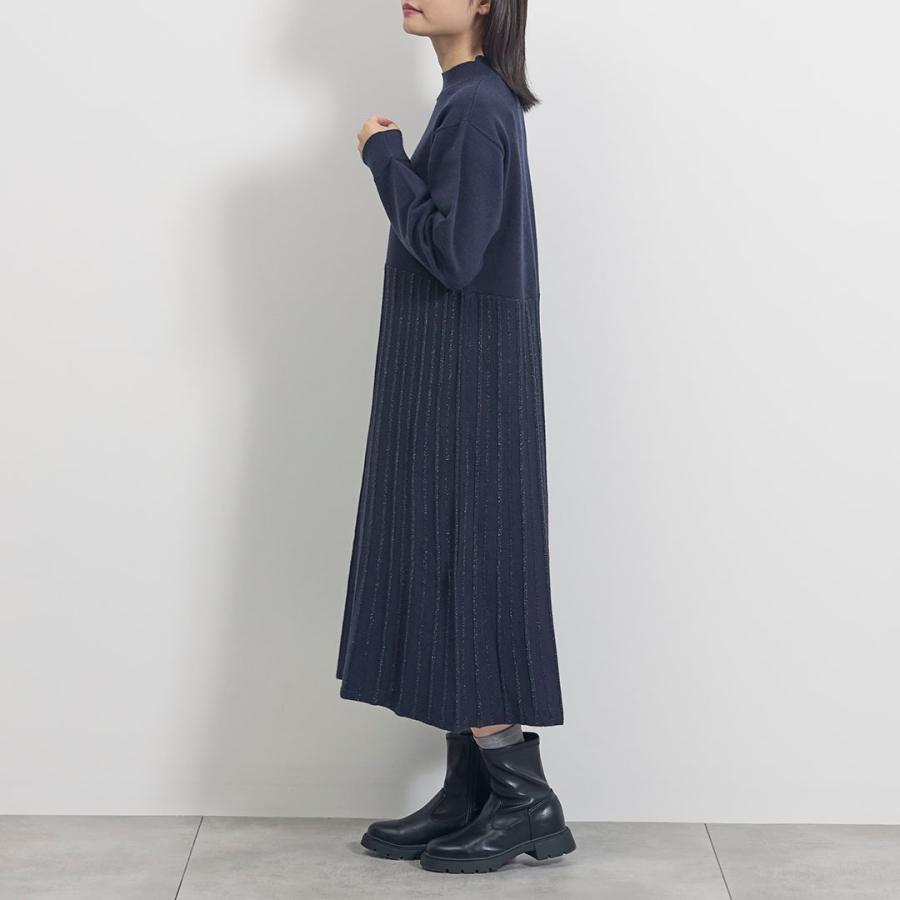 7日まで値下げ‼️センソユニコ　慈雨　ダークグレー ニットワンピース 長袖未使用 KEYUCA（ケユカ） ニットワンピース レディース きれいめ 秋冬 膝下 膝