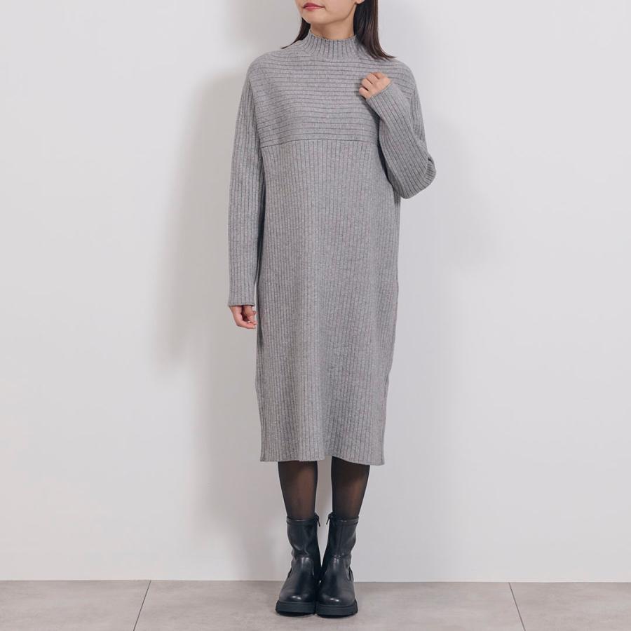 KEYUCA ニットワンピース レディース 膝下 秋冬 細見え アイライン