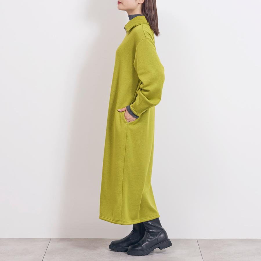 KEYUCA（ケユカ） ワンピース 冬 裏起毛 ロング 長袖 ハーフジップ