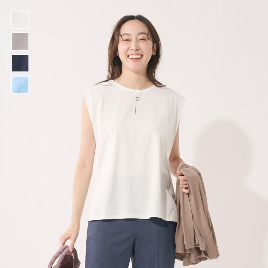レディース トップス Tシャツ カットソー ノースリーブ ウォッシャブル 夏 おしゃれ 通販|【KEYUCA BASIC】クルーネックノースリーブTシャツ KEYUCA(ケユカ) | KEYUCA