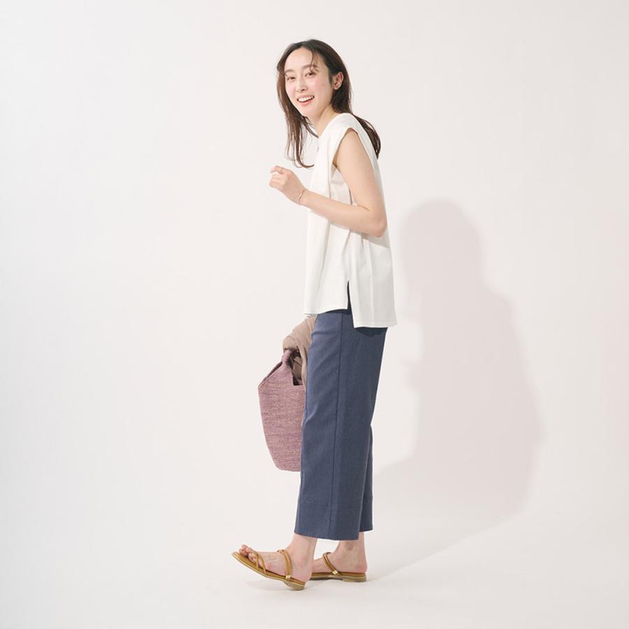レディース トップス Tシャツ カットソー ノースリーブ ウォッシャブル 夏 おしゃれ 通販|【KEYUCA BASIC】クルーネックノースリーブTシャツ KEYUCA(ケユカ) | KEYUCA | 01