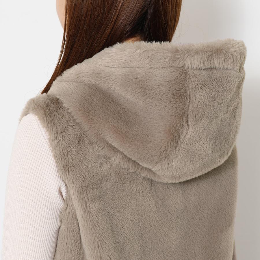 KEYUCA レディース トップス ベスト フーディー フェイクファー ファー