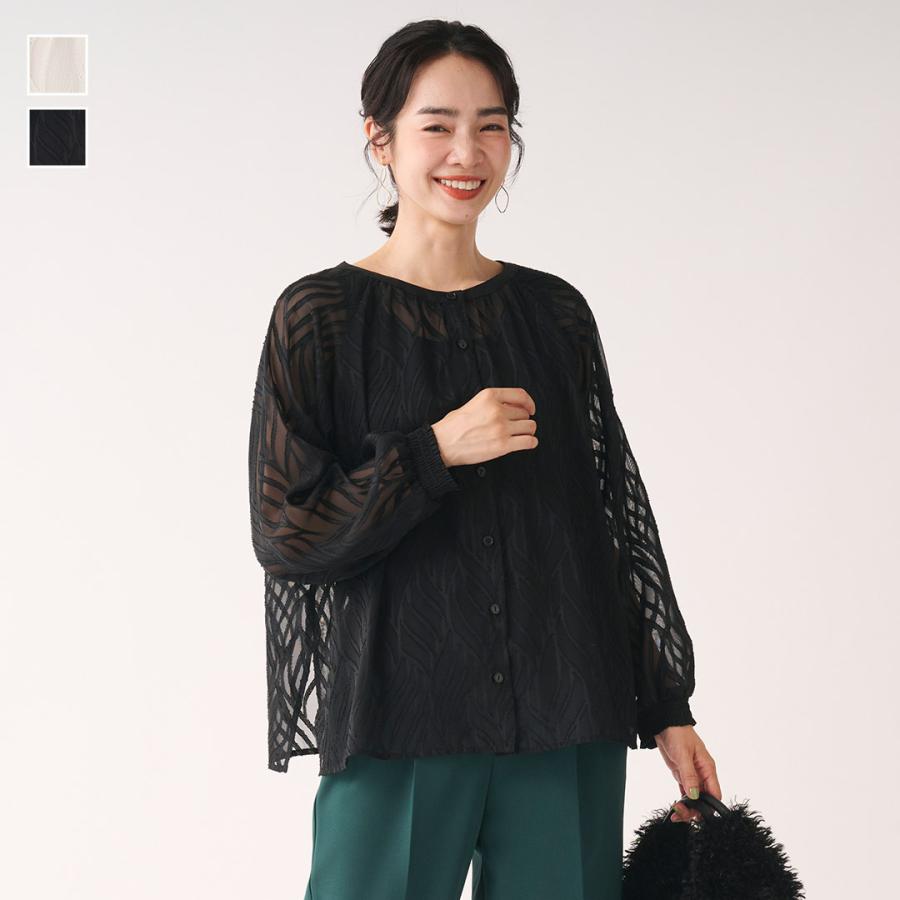 KEYUCA レディース トップス ブラウス シアー ジャガード 前後