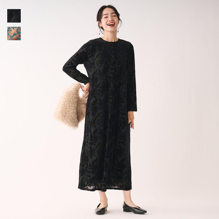 ケイミー ヴィーナスワンピース カシュクール ロング丈 ベロア 黒 洗濯