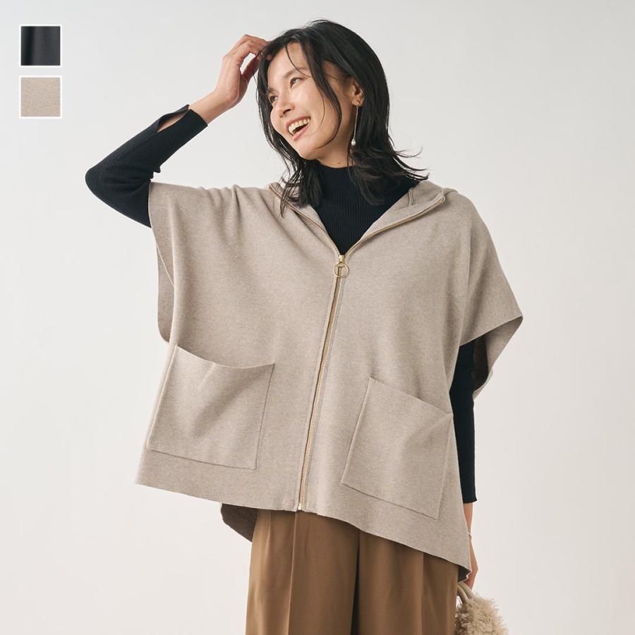 KEYUCA レディース ベスト ニットベスト オーバーサイズ フード付