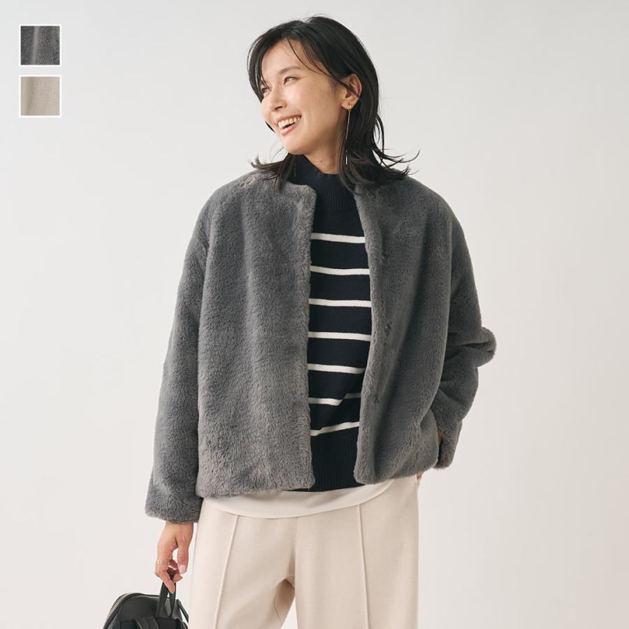 KEYUCA（ケユカ） レディース アウター ブルゾン ノーカラー ファー