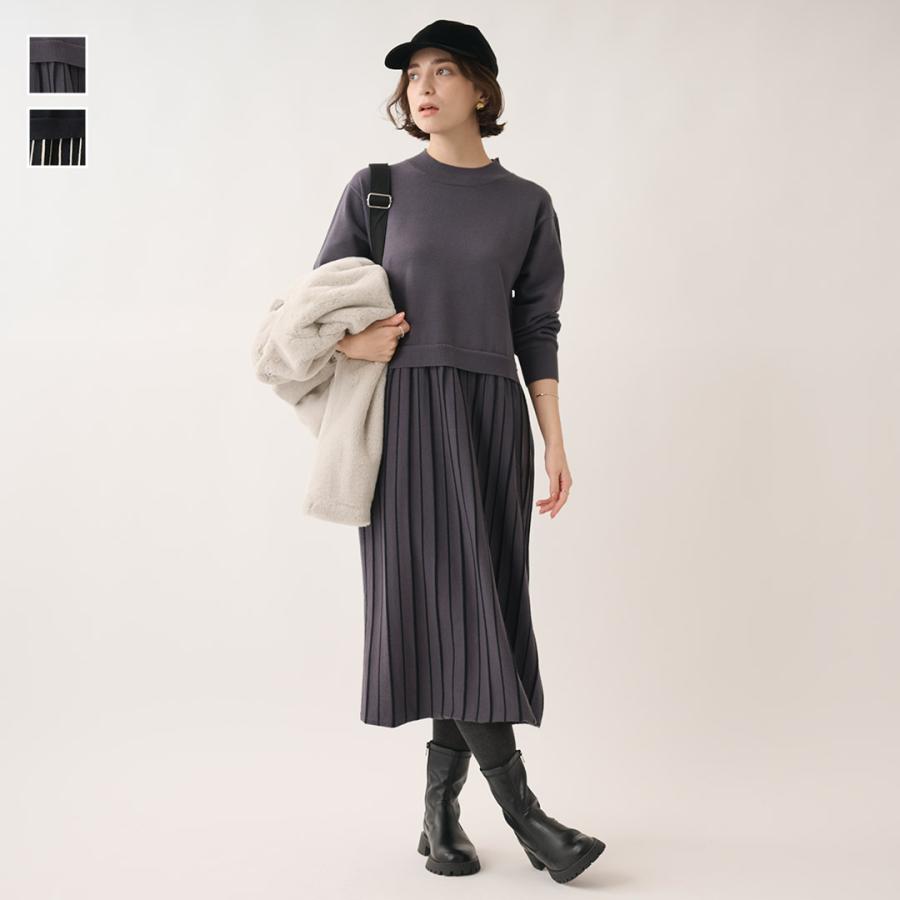 KEYUCA（ケユカ） レディース ワンピース プリーツ ニット ワンピ