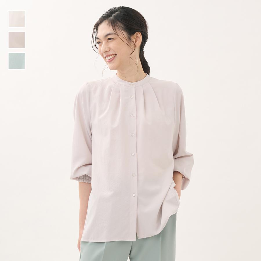 レディース トップス シャツ ブラウス フレア シンプル 撥水 防汚 ウォッシャブル 春 おしゃれ 通販|【すごナノ撥水】バンドカラーフレアシャツ KEYUCA(ケユカ) | KEYUCA
