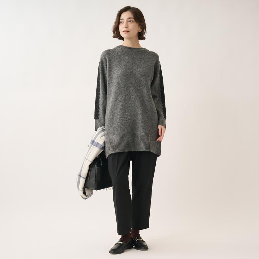 レディース トップス チュニック レース ニット あったか カジュアル 上品 ウォッシャブル おしゃれ 通販|袖レースニットチュニック KEYUCA(ケユカ) | KEYUCA | 01