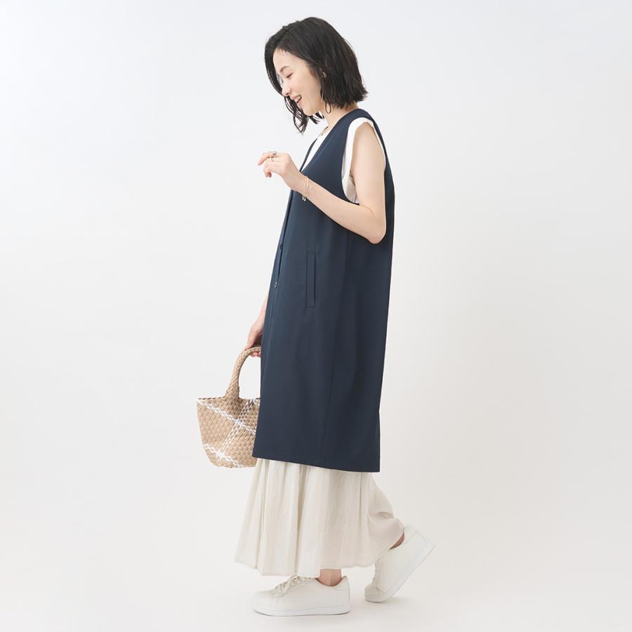 KEYUCA（ケユカ） レディース ジレ ベスト ロング Vネック ロングジレ
