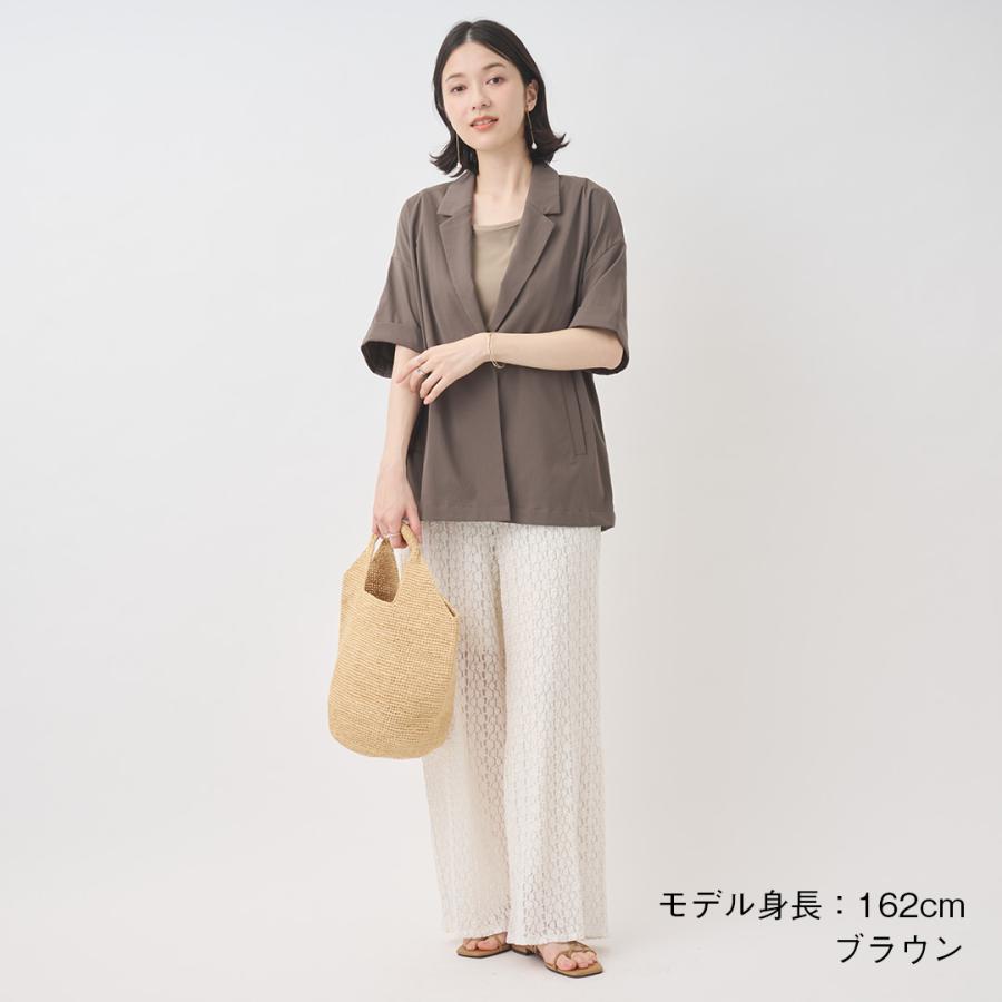 レディース アウター ジャケット シングル 羽織り 撥水 防汚 ウォッシャブル UV 冷感 おしゃれ 通販|【すごナノ撥水】5分袖シングルジャケット KEYUCA(ケユカ)の画像