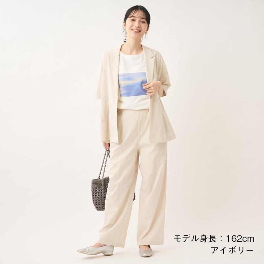 レディース アウター ジャケット シングル 羽織り 撥水 防汚 ウォッシャブル UV 冷感 おしゃれ 通販|【すごナノ撥水】5分袖シングルジャケット KEYUCA(ケユカ)の画像