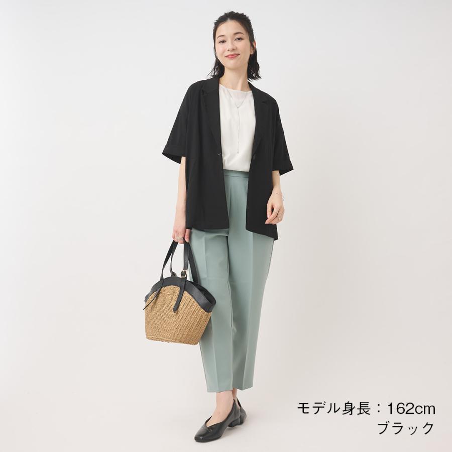 レディース アウター ジャケット シングル 羽織り 撥水 防汚 ウォッシャブル UV 冷感 おしゃれ 通販|【すごナノ撥水】5分袖シングルジャケット KEYUCA(ケユカ)の画像
