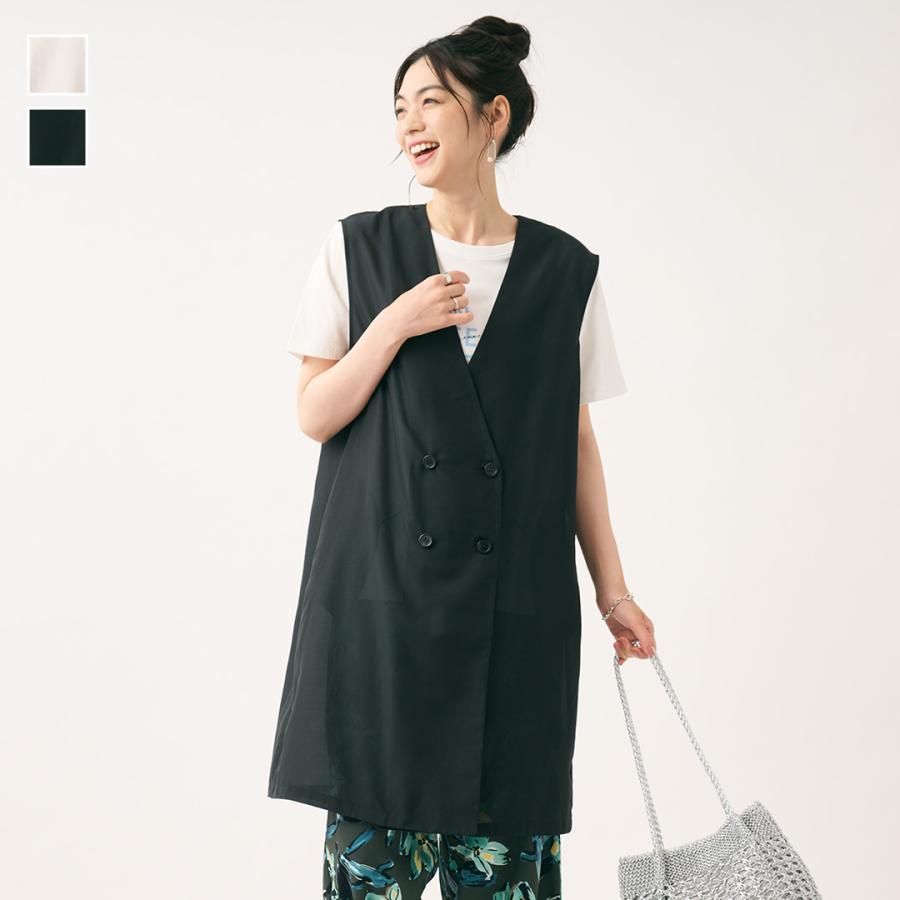 レディース トップス ジレ ベスト ロング 薄手 シアー 冷感 通気性 ウォッシャブル 夏 おしゃれ 通販|ノーカラーシアージレ KEYUCA(ケユカ) | KEYUCA