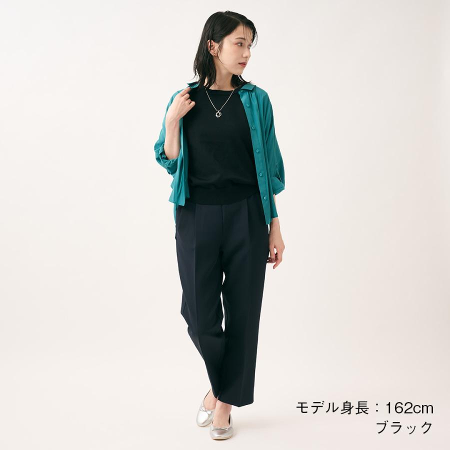 レディース トップス ニット 無地 半袖 ベーシック 二の腕カバー ウォッシャブル 秋 おしゃれ 通販|ベーシックハーフスリーブニットトップス KEYUCA(ケユカ) | KEYUCA | 03