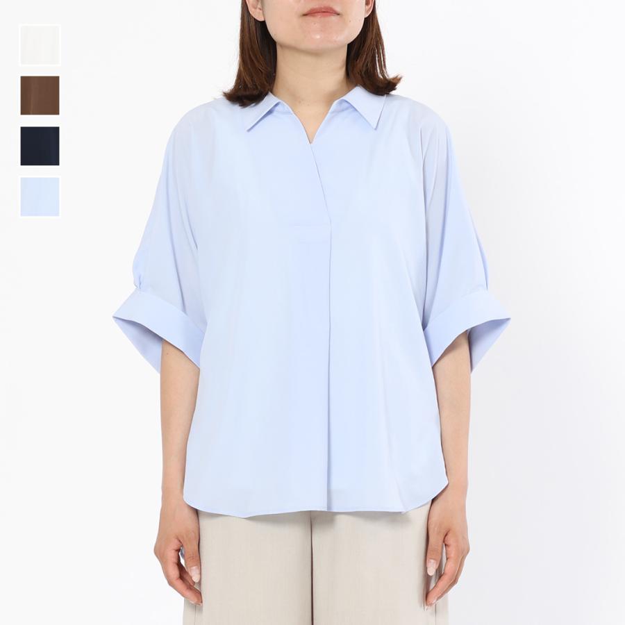 レディース トップス シャツ 5分袖 シャツブラウス 体型カバー UV 冷感 ウォッシャブル 夏 サマー おしゃれ 通販|5分袖スキッパーシャツ KEYUCA(ケユカ) | KEYUCA