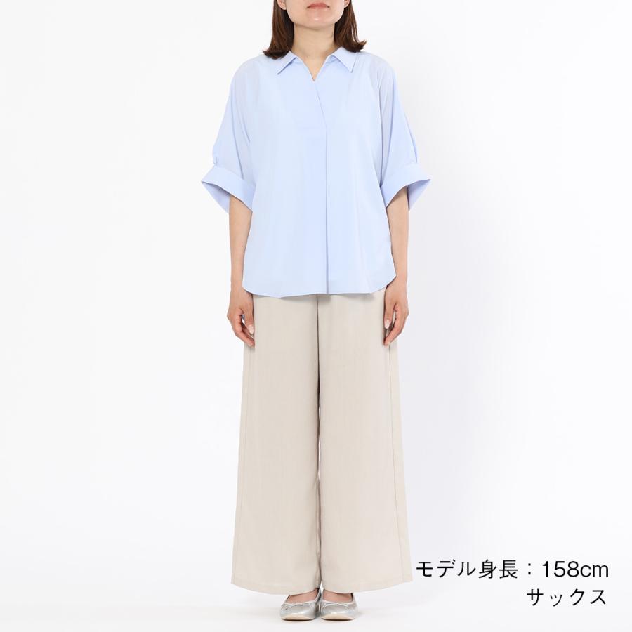 レディース トップス シャツ 5分袖 シャツブラウス 体型カバー UV 冷感 ウォッシャブル 夏 サマー おしゃれ 通販|5分袖スキッパーシャツ KEYUCA(ケユカ) | KEYUCA | 04