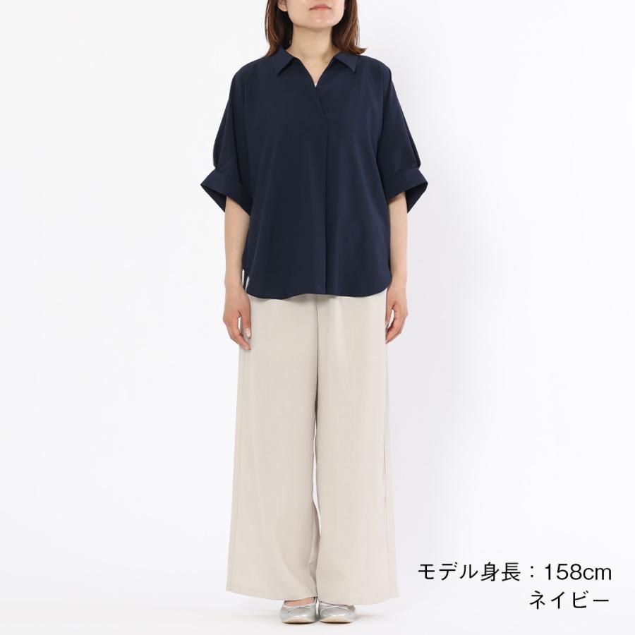 レディース トップス シャツ 5分袖 シャツブラウス 体型カバー UV 冷感 ウォッシャブル 夏 サマー おしゃれ 通販|5分袖スキッパーシャツ KEYUCA(ケユカ) | KEYUCA | 03