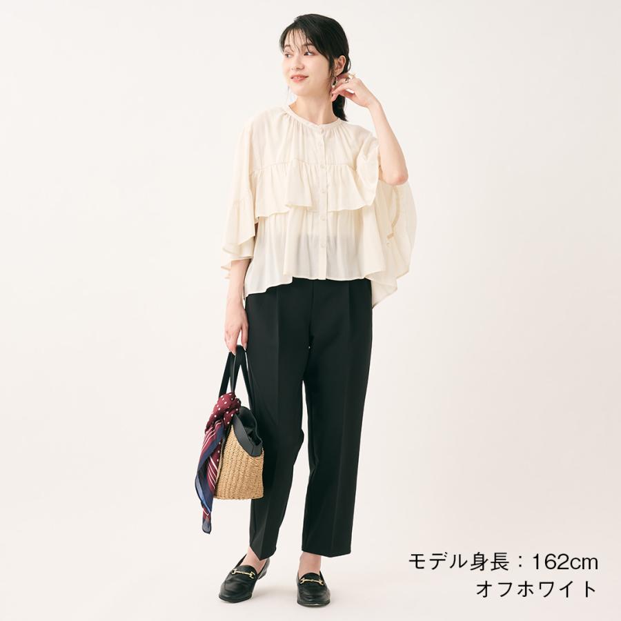 レディース トップス ブラウス ギャザー フリル 脚長 撥水 防汚 ウォッシャブル 秋 おしゃれ 通販|【すごナノ撥水】ギャザーフリルブラウス KEYUCA(ケユカ) | KEYUCA | 01