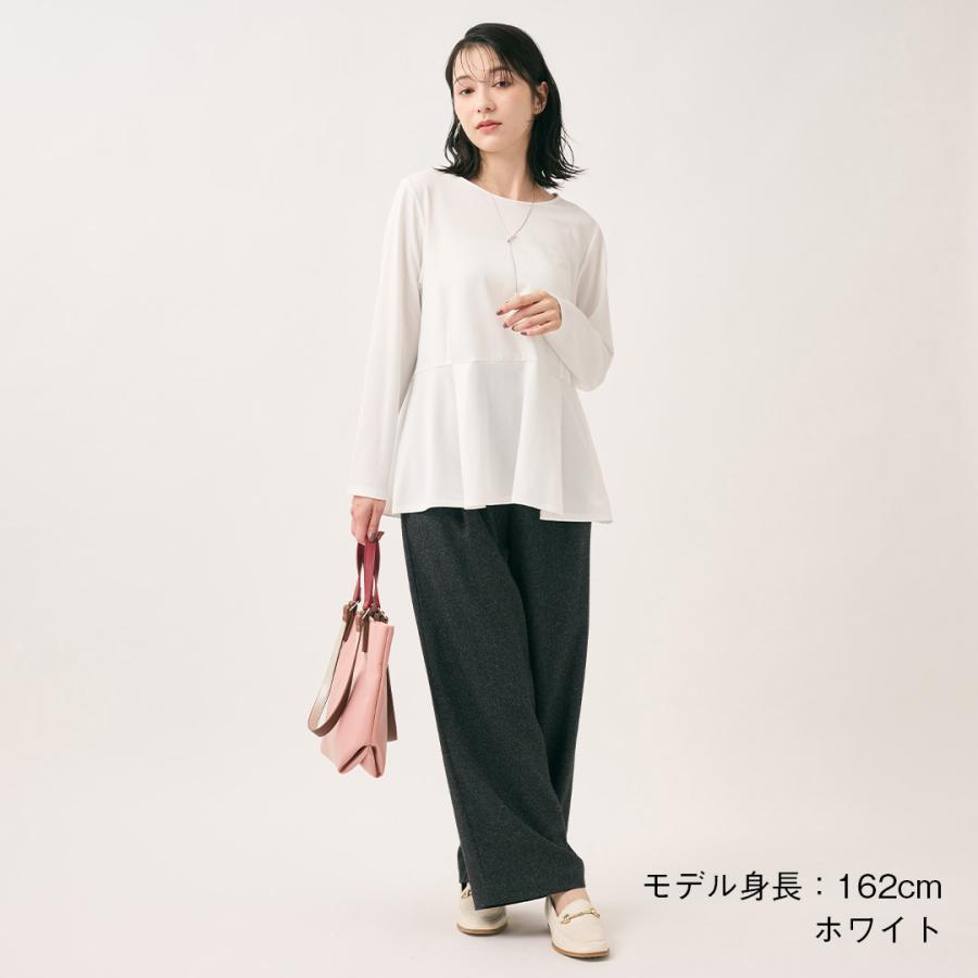 レディース トップス カットソー プルオーバー 上品 撥水 防汚 ウォッシャブル 秋 おしゃれ 通販|【すごナノ撥水】長袖ペプラムプルオーバー KEYUCA(ケユカ) | KEYUCA | 01