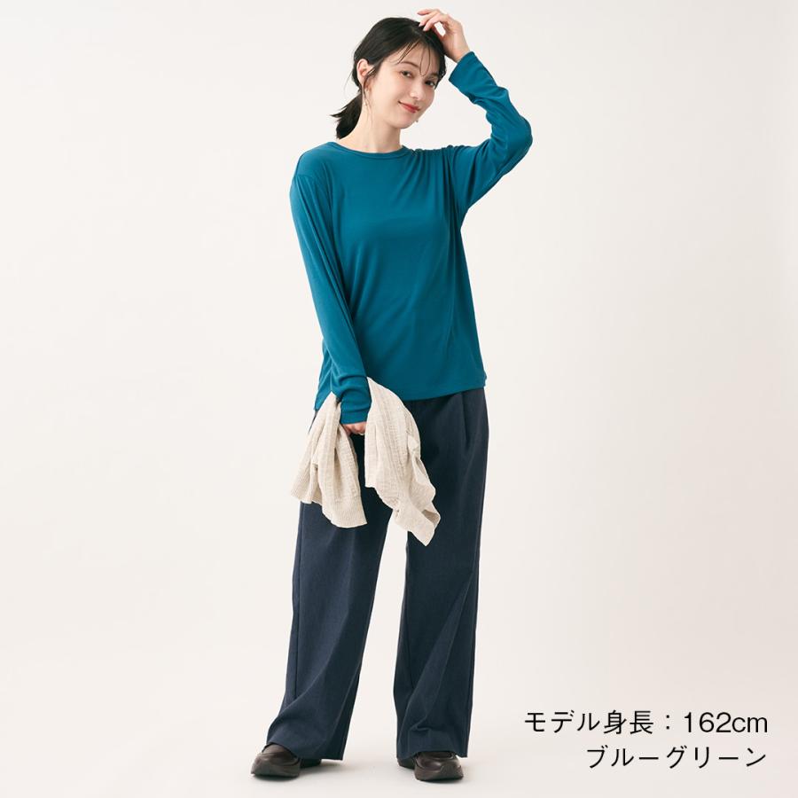 レディース トップス 長袖 ロングTシャツ ロンT カットソー クルーネック 丸首 ウォッシャブル 秋 おしゃれ 通販|シアー長袖Tシャツ KEYUCA(ケユカ) | KEYUCA | 04