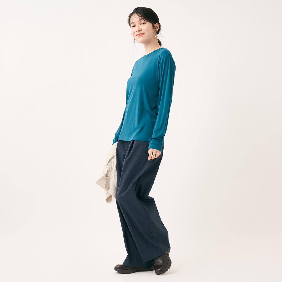 レディース トップス 長袖 ロングTシャツ ロンT カットソー クルーネック 丸首 ウォッシャブル 秋 おしゃれ 通販|シアー長袖Tシャツ KEYUCA(ケユカ) | KEYUCA | 05