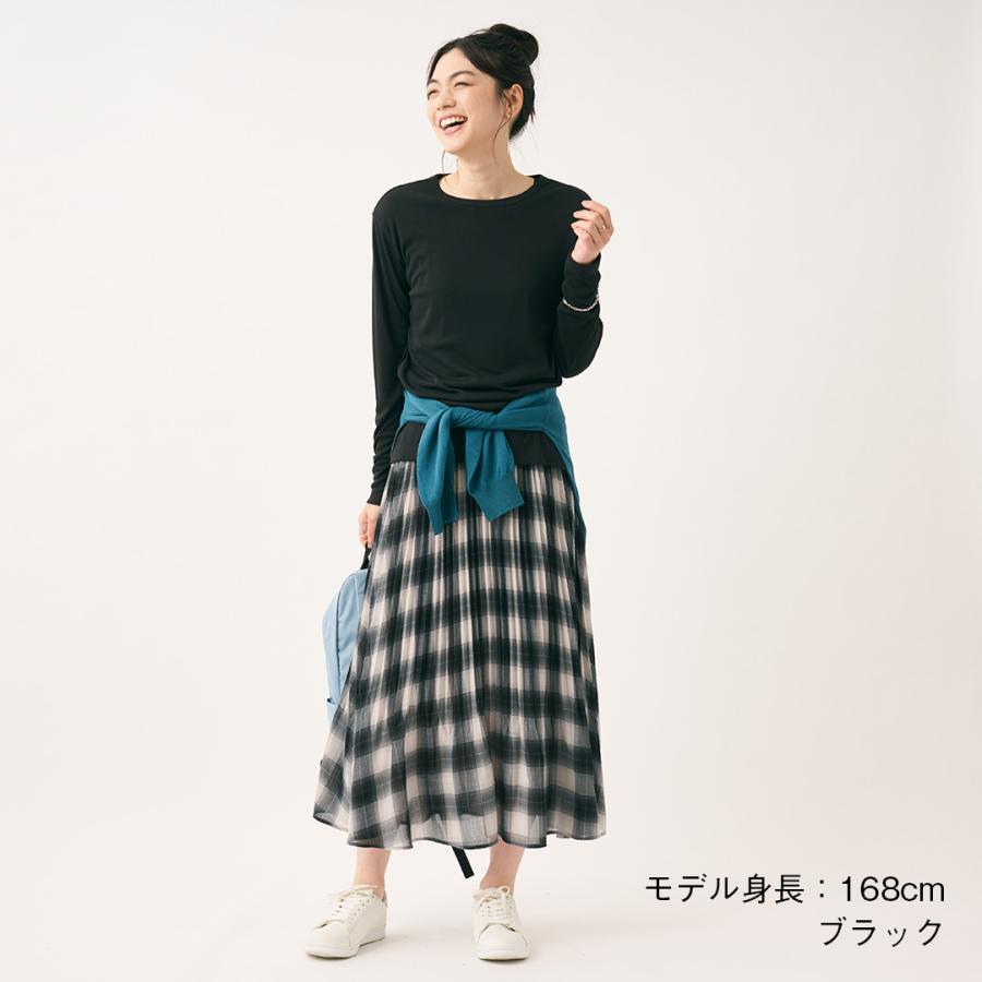 レディース トップス 長袖 ロングTシャツ ロンT カットソー クルーネック 丸首 ウォッシャブル 秋 おしゃれ 通販|シアー長袖Tシャツ KEYUCA(ケユカ) | KEYUCA | 03