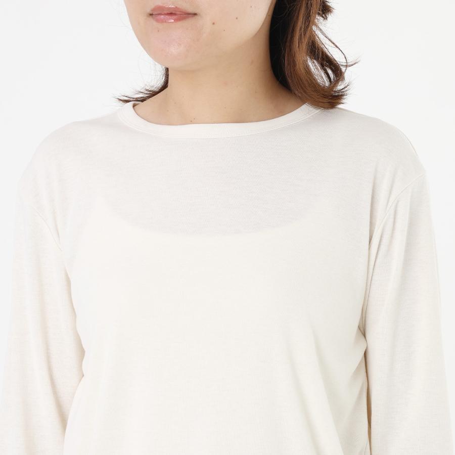 レディース トップス 長袖 ロングTシャツ ロンT カットソー クルーネック 丸首 ウォッシャブル 秋 おしゃれ 通販|シアー長袖Tシャツ KEYUCA(ケユカ) | KEYUCA | 07