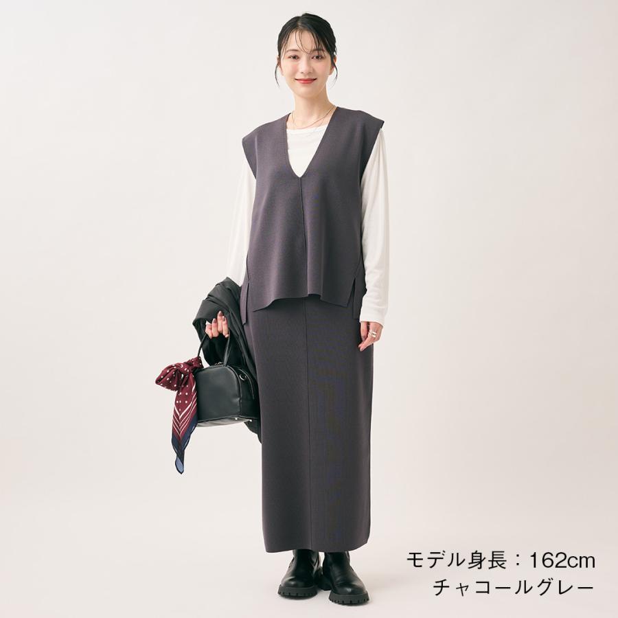 レディース トップス ベスト Vネック タフニット 定番 ゆったり ウォッシャブル 秋 おしゃれ 通販|タフニットサイドシームVネックベスト KEYUCA(ケユカ) | KEYUCA | 01