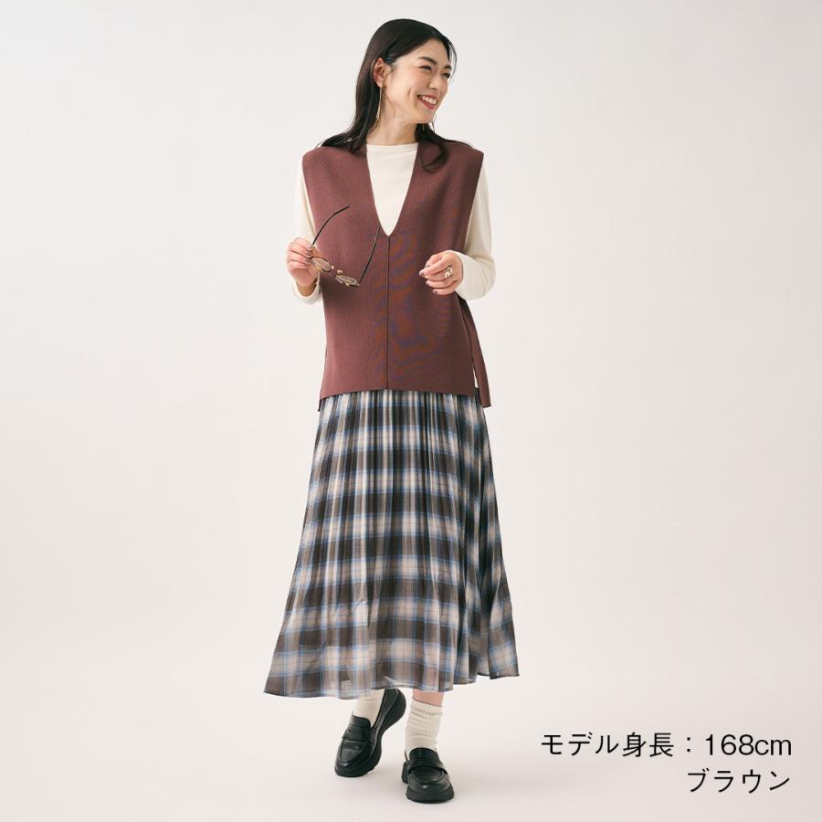 レディース トップス ベスト Vネック タフニット 定番 ゆったり ウォッシャブル 秋 おしゃれ 通販|タフニットサイドシームVネックベスト KEYUCA(ケユカ) | KEYUCA | 03