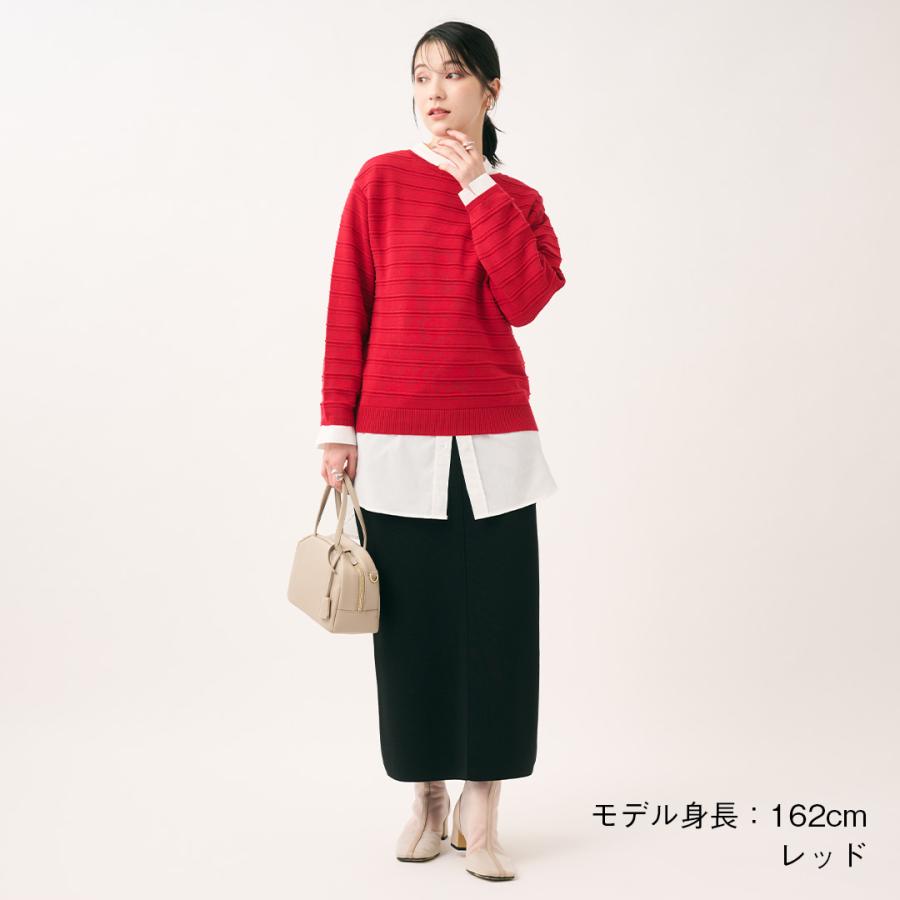 レディース トップス ニット ボーダー UV シワになりにくい 吸水 速乾 ウォッシャブル 秋 おしゃれ 通販|シャドーボーダーニットトップス KEYUCA(ケユカ) | KEYUCA | 02