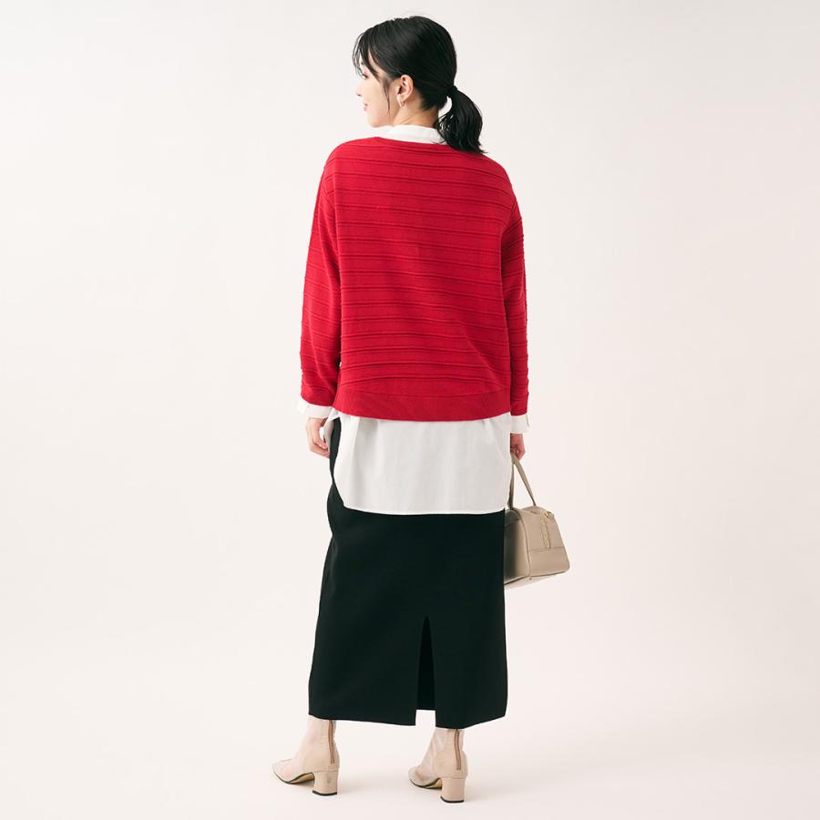 レディース トップス ニット ボーダー UV シワになりにくい 吸水 速乾 ウォッシャブル 秋 おしゃれ 通販|シャドーボーダーニットトップス KEYUCA(ケユカ) | KEYUCA | 05