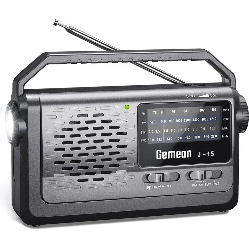 GemeanJ-15短波ラジオ、防災ラジオ、FM/AMポータブルラジオ、3*単1乾電池またはACパワートランジスタラジオによる超長持ちするバ｜keywest-store｜02