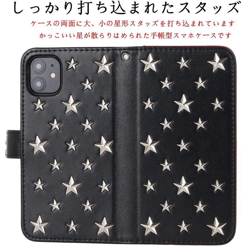 Lnobern iPhone 12ケース手帳型 iPhone 12Pro ケース可愛い 対応 スタッズ 鋲 アイフォン 12/12proカバ｜keywest-store｜02