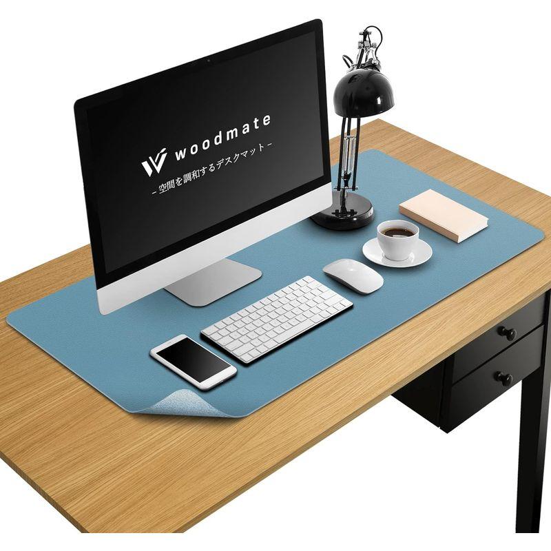 Woodmate 空間を調和するデスクマット 『空間デザイナー監修』 レザー 裏面スエード デスクパッド (ライトブルー, 90cm × 4｜keywest-store｜05