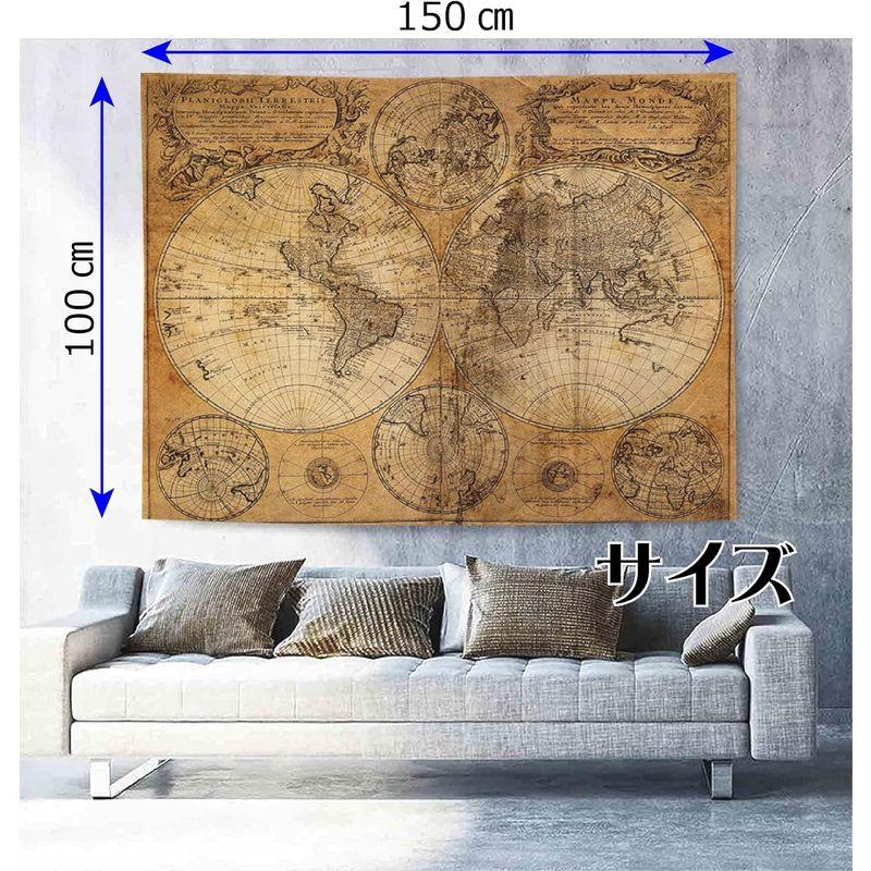 世界地図 ポスター アンティーク マップ ヴィンテージ 壁飾り 布製 ワールドマップ 古地図 (150?100?)｜keywest-store｜03