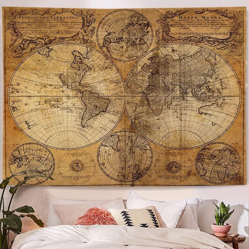 世界地図 ポスター アンティーク マップ ヴィンテージ 壁飾り 布製 ワールドマップ 古地図 (150?100?)｜keywest-store｜05
