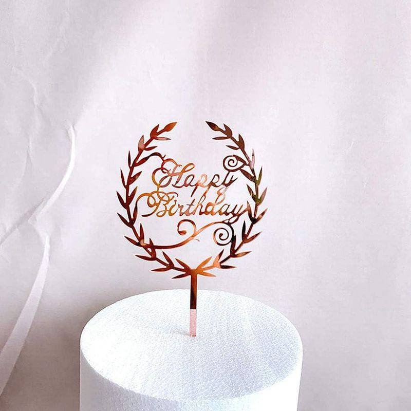 Kingsie ケーキトッパー 6枚セット ケーキ デコレーション Happy Birthday 誕生日 バースデー トッパーセット ピンク｜keywest-store｜05
