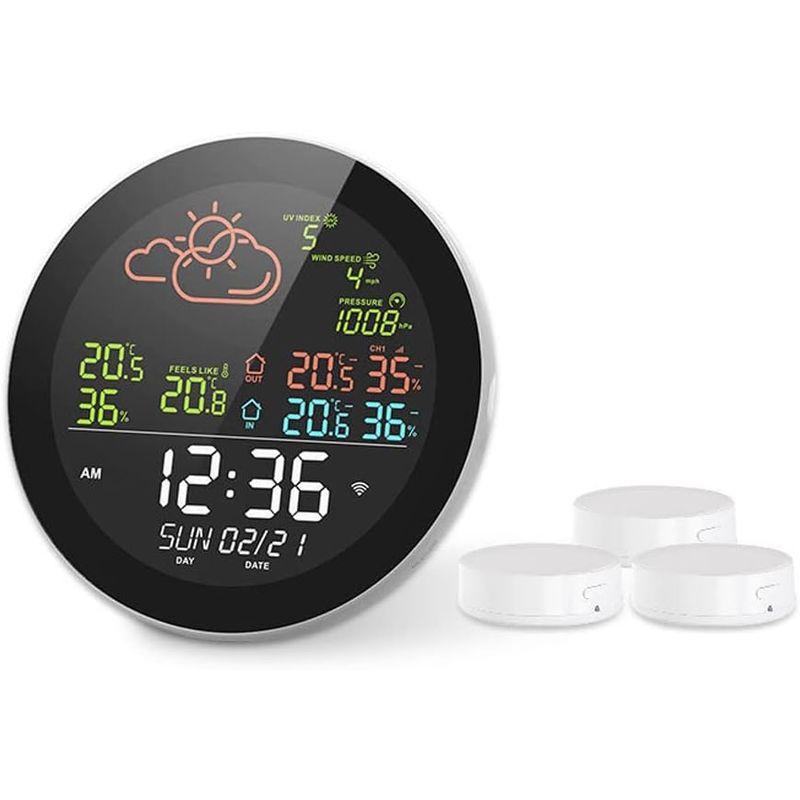 KKnoon Wifi 多機能 ホーム/オフィス ウェザーステーション カラーデジタル表示時計 屋外および屋内温度テスター 湿度計 天気予報｜keywest-store｜08