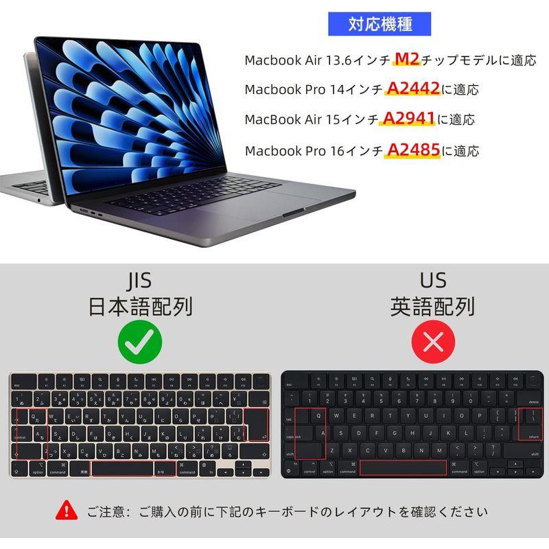 2022 M2 チップモデルMacBook Air 13.6 A2681 キーボードカバーフィルム 日本語 JIS配列 超薄型 超耐磨 洗浄｜keywest-store｜04