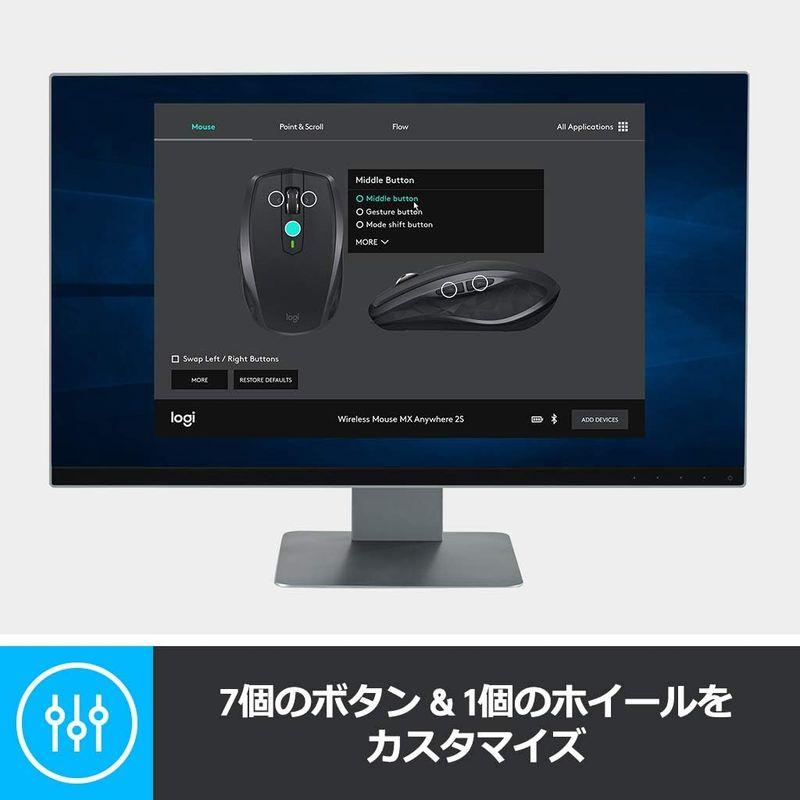 ロジクール ワイヤレスマウス 無線 マウス ANYWHERE 2S MX1600sGR Unifying Bluetooth 高速充電式 F｜keywest-store｜12