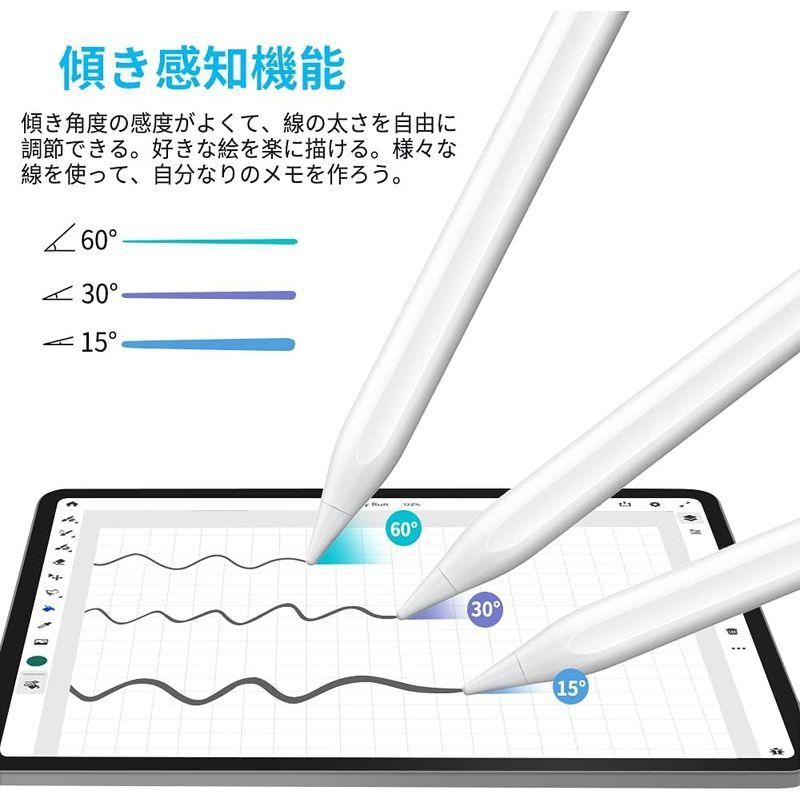 2022 タッチペン ipad ペンシル WINWILL極細 超高感度 電量表示 誤on/off防止 スタイラスペン 傾き感知/磁気吸着/誤｜keywest-store｜02