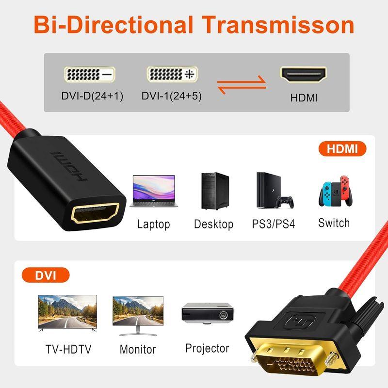 ANNNWZZD DVI HDMI 変換, HDMI DVI 変換ケーブル, HDMIメス からDVIオス変換 15CM｜keywest-store｜06