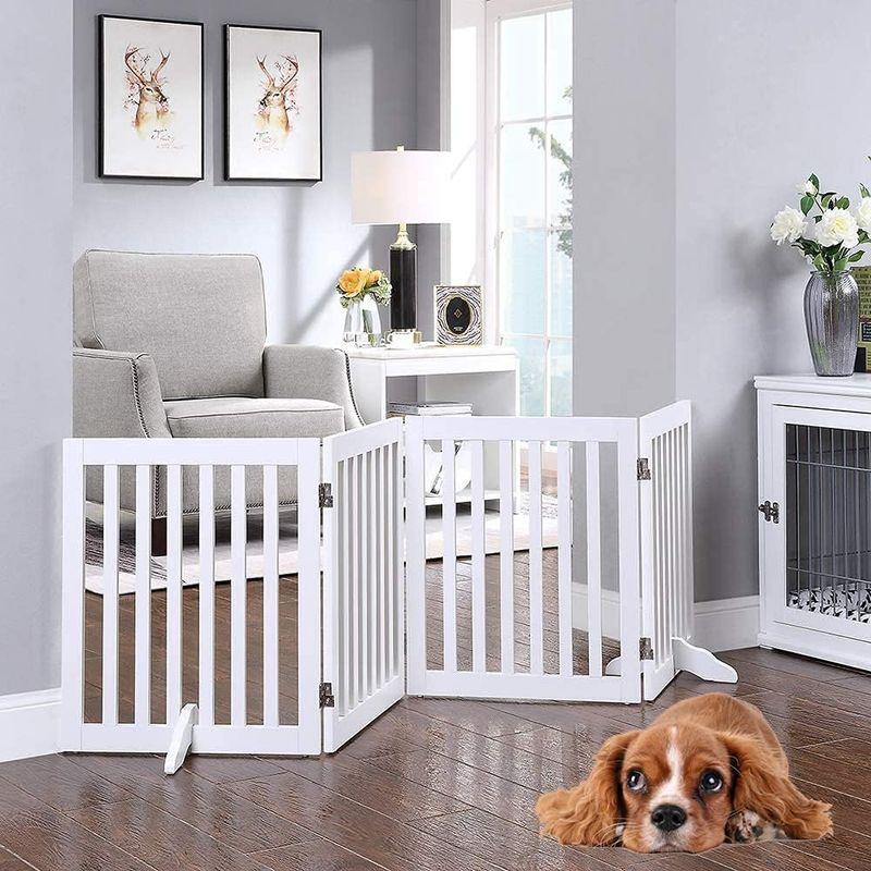 unipaws 木製犬用ゲート、折り式バリア、ペット用家具フェンス 、白い｜keywest-store｜02