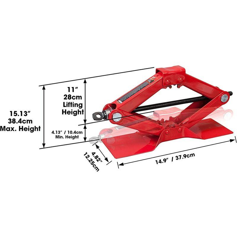 BIG RED パンタジャッキ シザースジャッキ 最高値:395mm/最低値:90mm ジャッキ 車 ハンドルセット 1.5T 安全 大型ベ｜keywest-store｜07