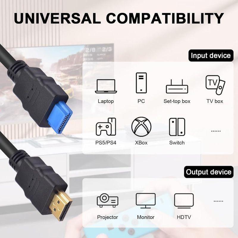 Duttek 4K HDMI変換ケーブル短い、薄型HDMIオスオス変換ケーブル18Gbps HDMI 2.0コード対応4K@60Hz HD｜keywest-store｜05