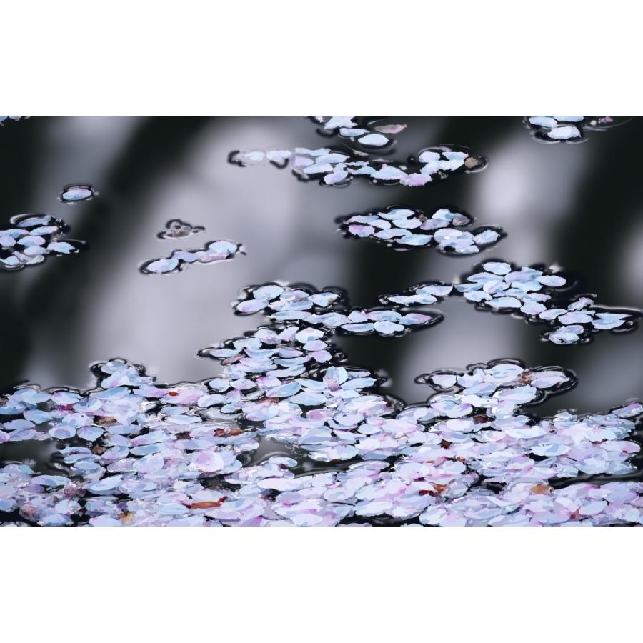 桜の花びら 終宴＞ A3サイズ（フレーム付き） 桜 弘前城 はなびら 絵