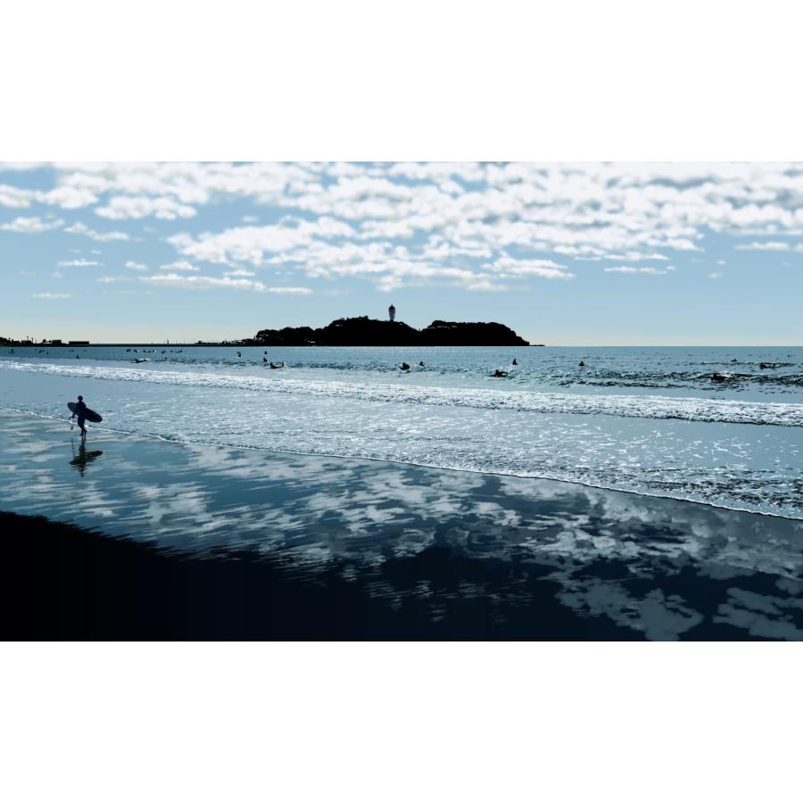 渚のソラ＞ A3サイズ（フレーム付き）絵 絵画 インテリア アート  