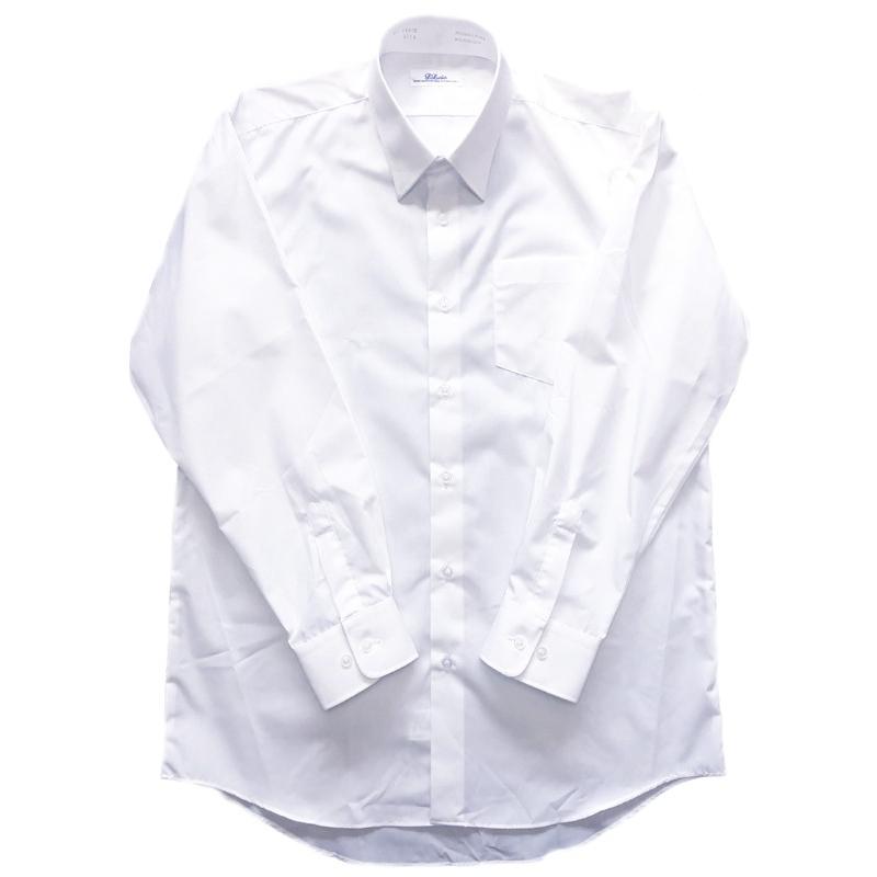 スクールシャツ 男子 長袖 白2枚セット 形態安定 ノーアイロン メンズ ワイシャツ ホワイト 蛍光白 学生服 カッターシャツ 学生 シャツ 送料無料｜kfplan｜03
