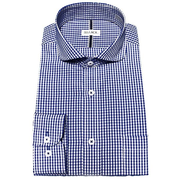 メンズワイシャツ 長袖 形態安定 ブルー ギンガムチェック ラウンド ホリゾンタル カラー シャツ ビジネス お洒落着 Kf54 2 Kf54 2 K F Planning 通販 Yahoo ショッピング